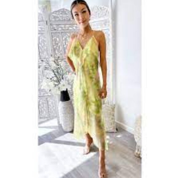Misa Los Angeles Aina Dress Chartreuse Abstract L - Picture 3 of 16